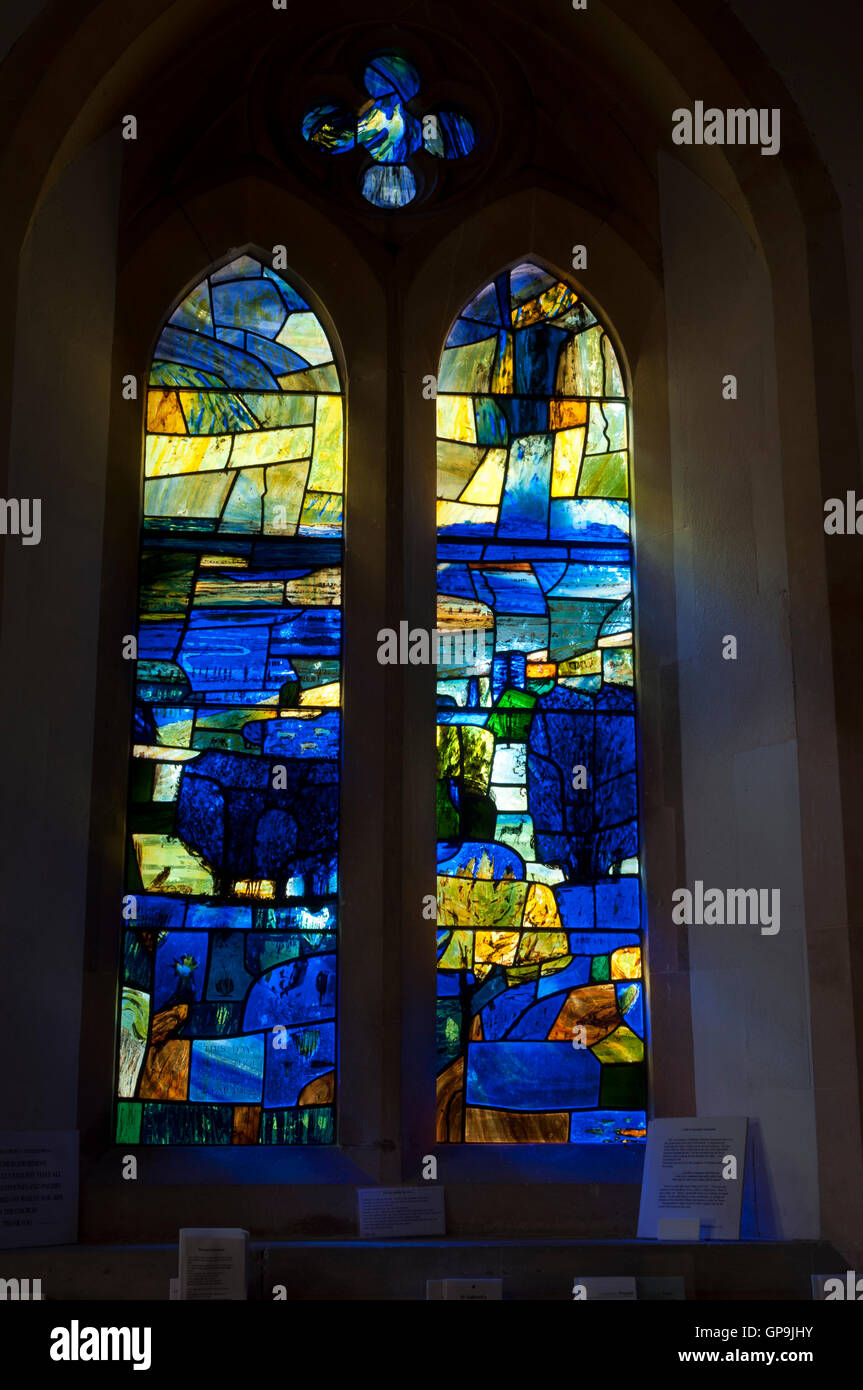 Stained glass designed by Tom Denny, St. Gabriel`s Church, Hanley Swan